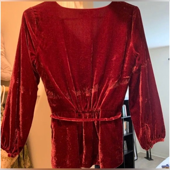 J. Crew Faux-wrap top in drapey velvet | size 00P - Picture 4 of 10